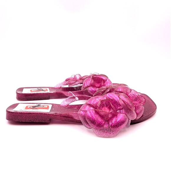 Jeffrey Campbell Fleuris Jelly Flip Flop Thong Sandal Pink Glitter Size US9 EU40 - Picture 3 of 9
